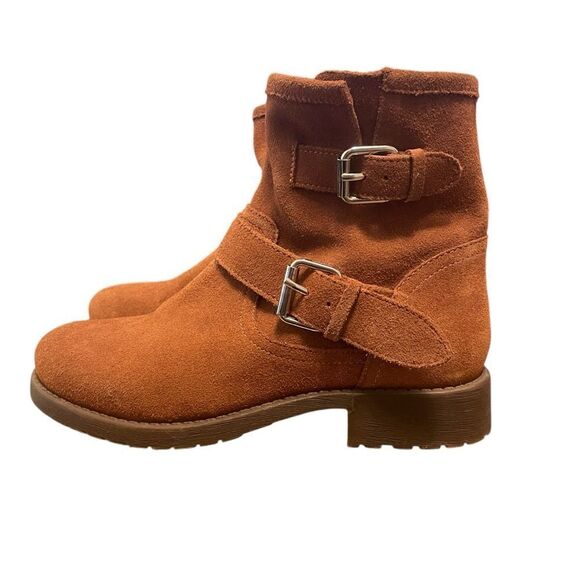 Steve Madden ALICK Chestnut Suede Zip Up Buckle Moto Style Boots Size 8 NEW - Picture 1 of 5